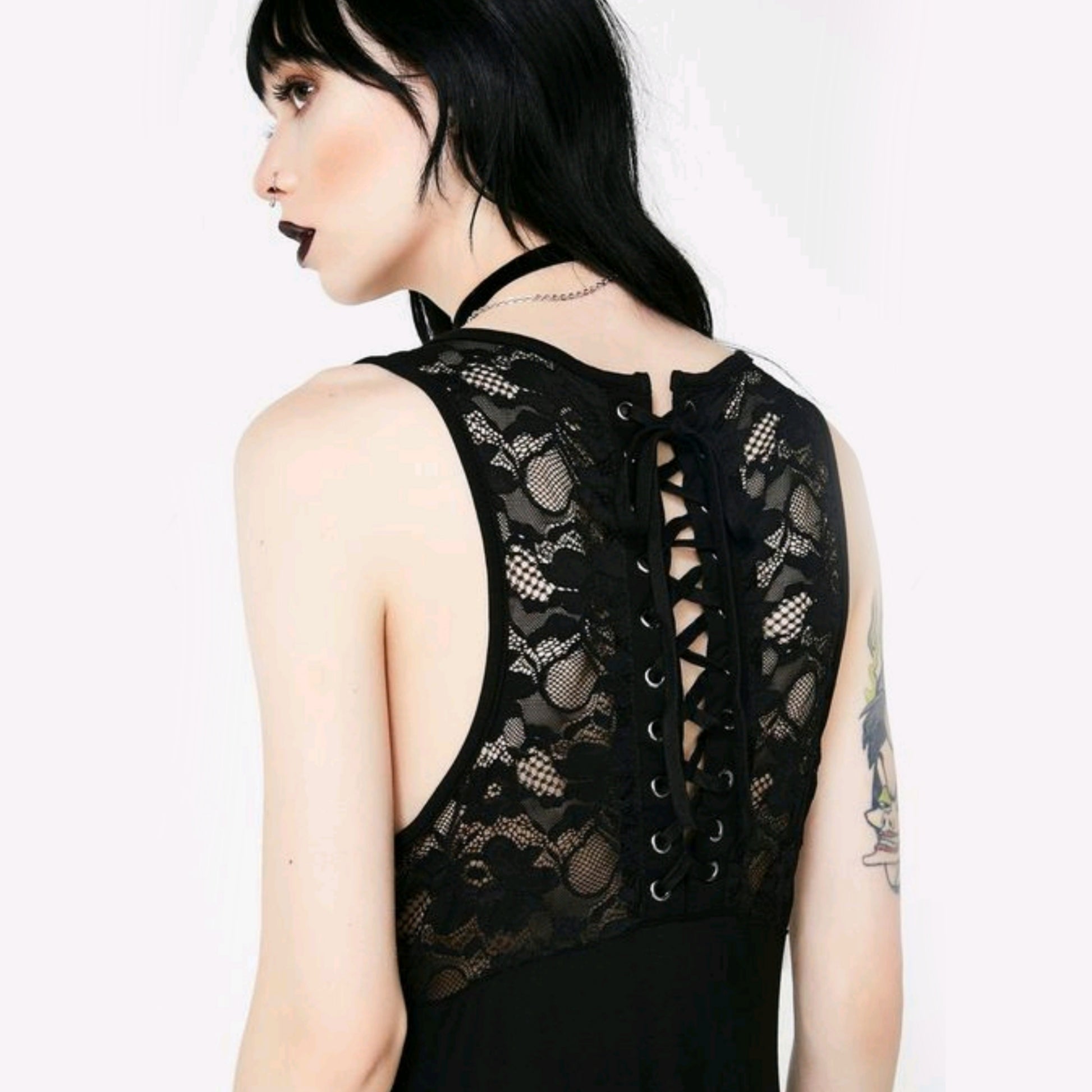 Shark Bite Hem Dress | No Sleep | Decadence Gothic Black Vest Dress - Killstar - Dresses