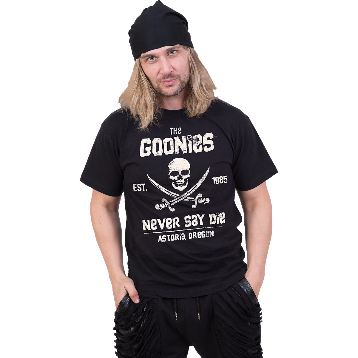 THE GOONIES - NEVER SAY DIE - Front Print T-Shirt Black -  - T-Shirts