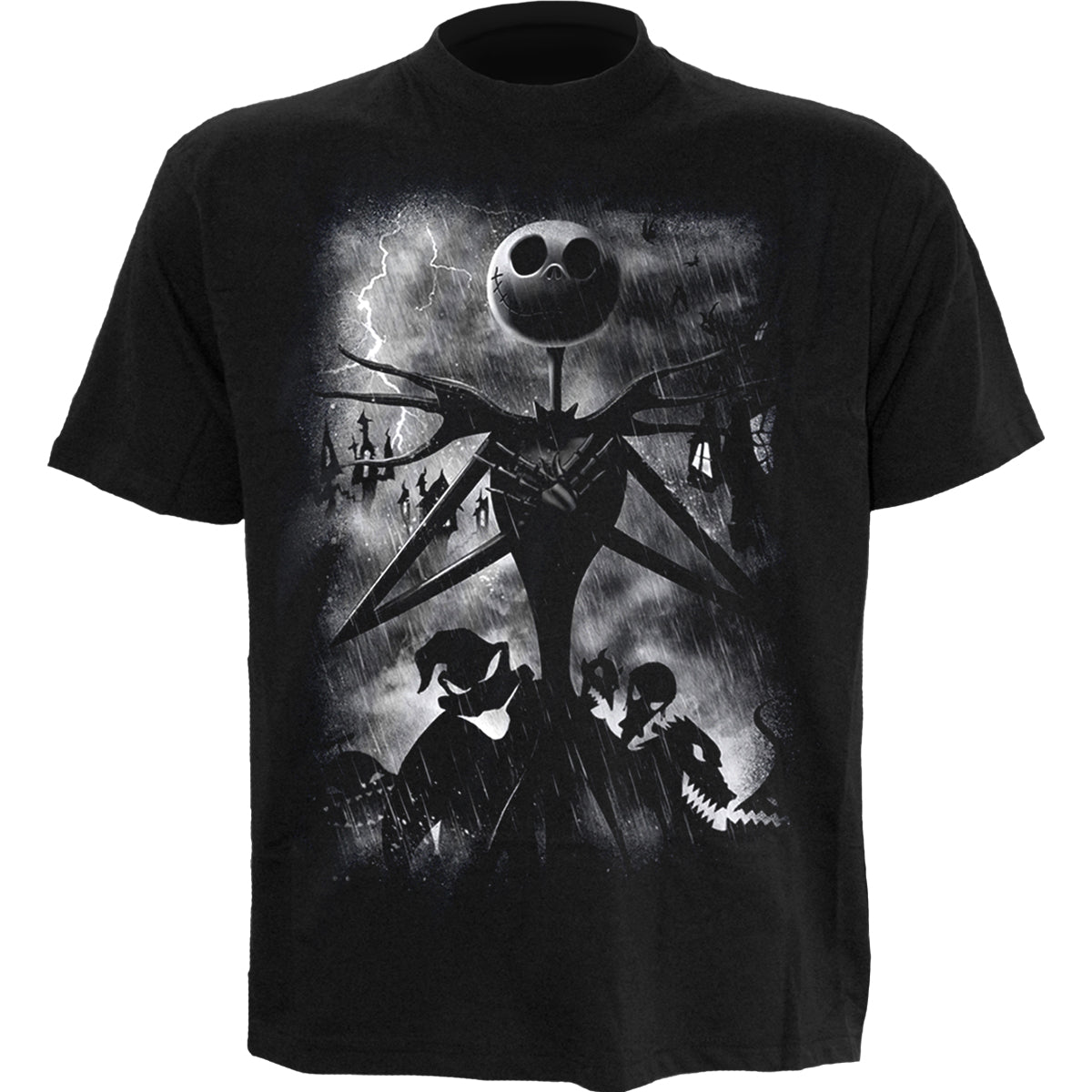 NIGHTMARE BEFORE CHRISTMAS - STORMY SKIES - Front Print T-Shirt Black -  - T-Shirts