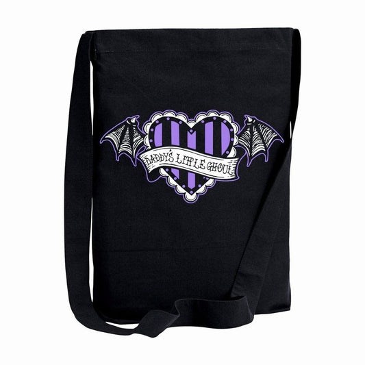 Daddys Little Ghoul Black & Purple Sling Tote Bag Gothic Style