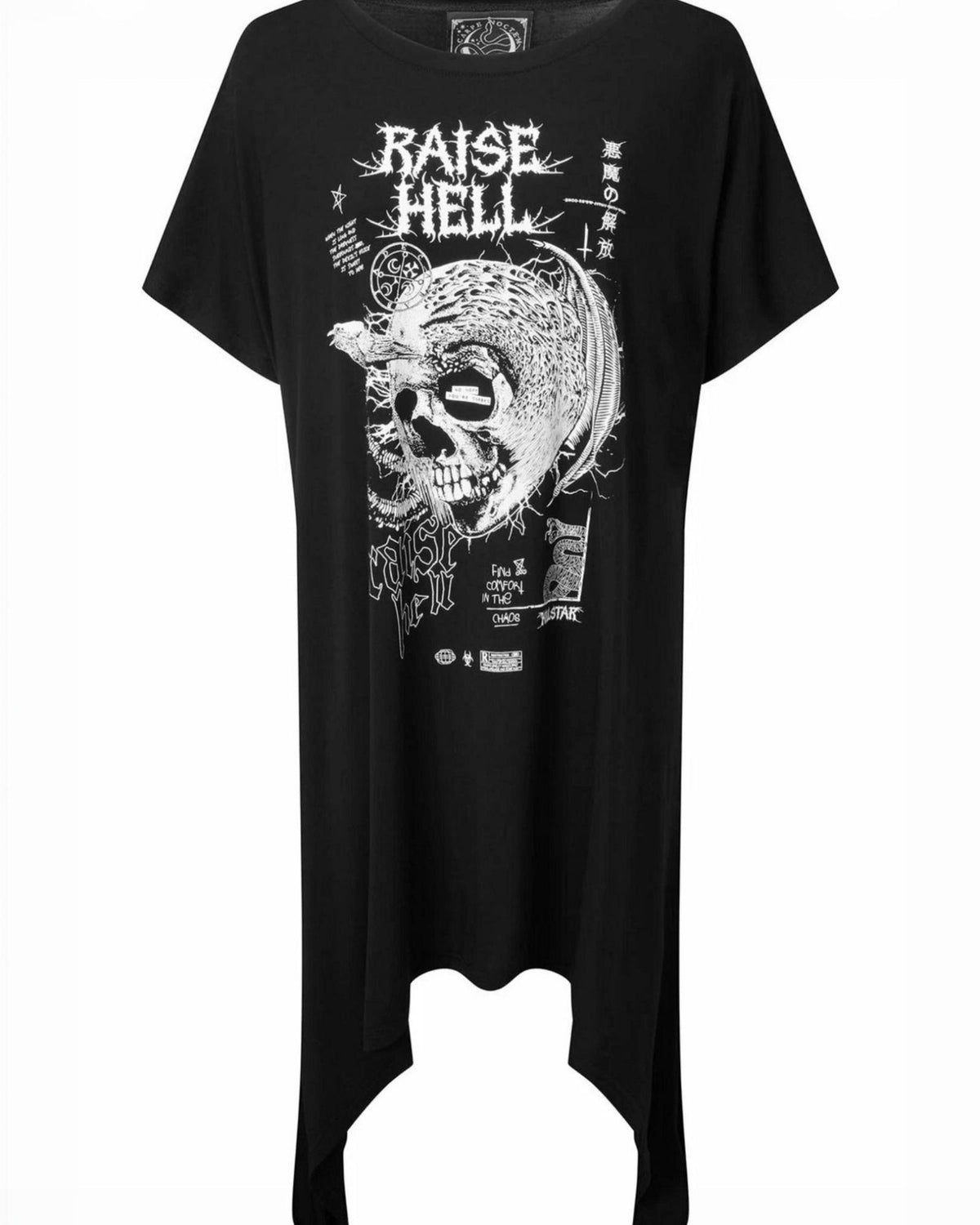 Killstar Rise Up Raise Hell Occult Skull Batwing Hanky Hem Tunic Dress L