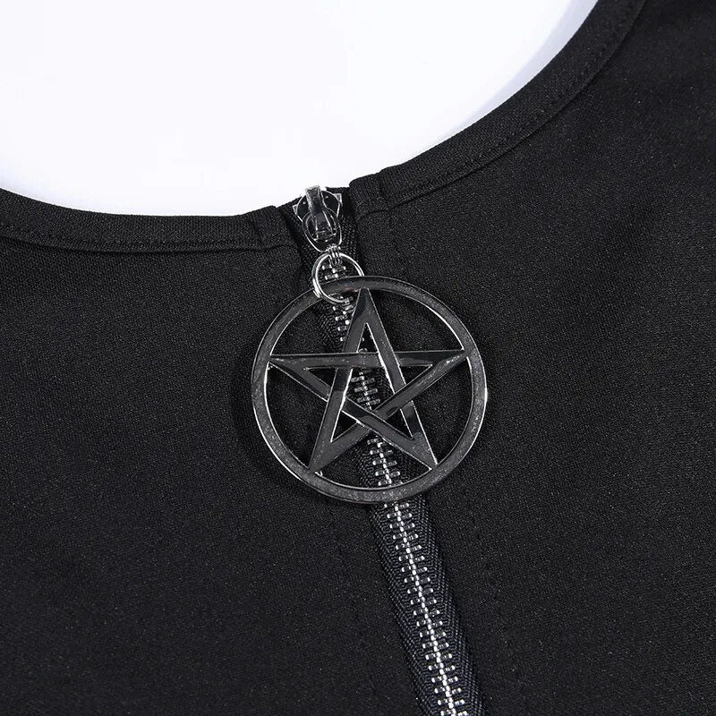 Buckled Lolita Cropped Hoodie | Black Cold Shoulder Gothic Lace-up Back Long Sleeve with Thumb Holes - A Gothic Universe - Cropped Hoodies