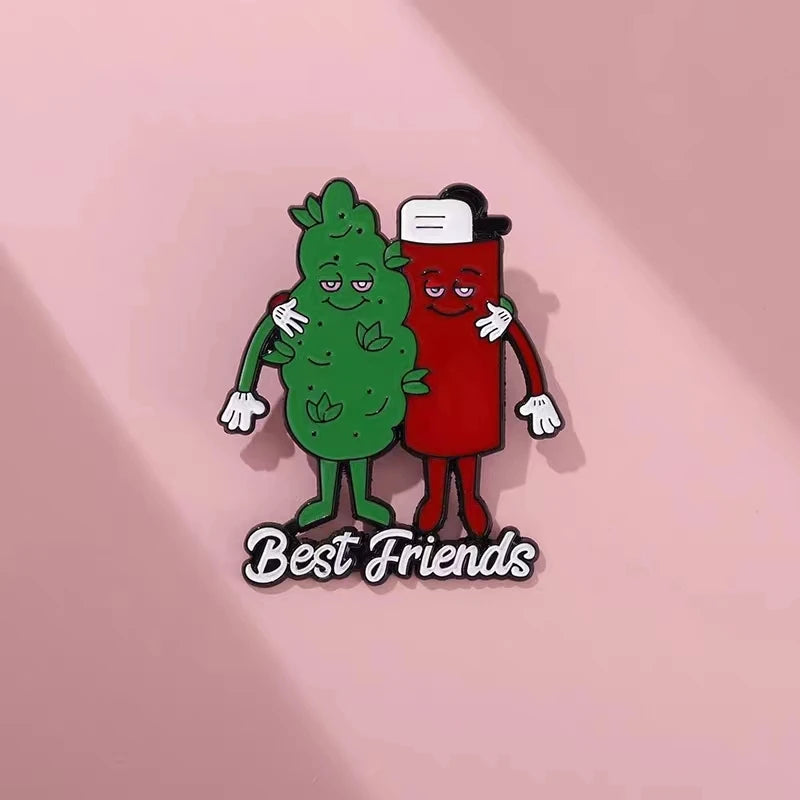 Best Friends Weed Leaf Lighter Partner Pin - A Gothic Universe - Lapel Pins