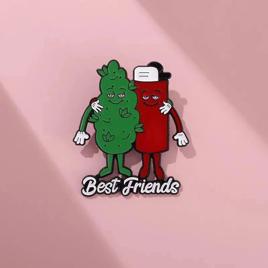 Best Friends Weed Leaf Lighter Partner Pin - A Gothic Universe - Lapel Pins