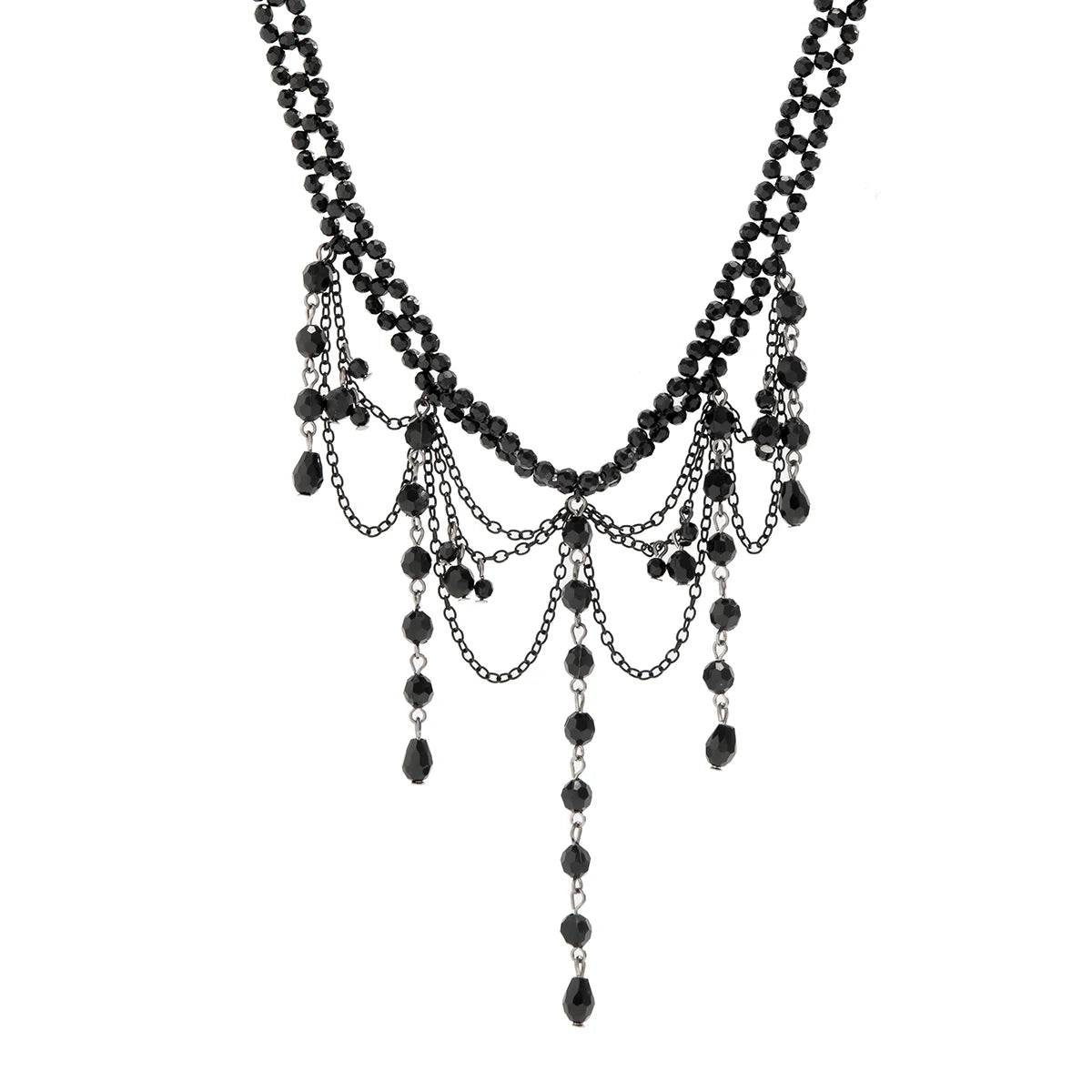Obsidian Cascade Choker | Adorn Your Neck, Embrace the Shadows - A Gothic Universe - Necklaces