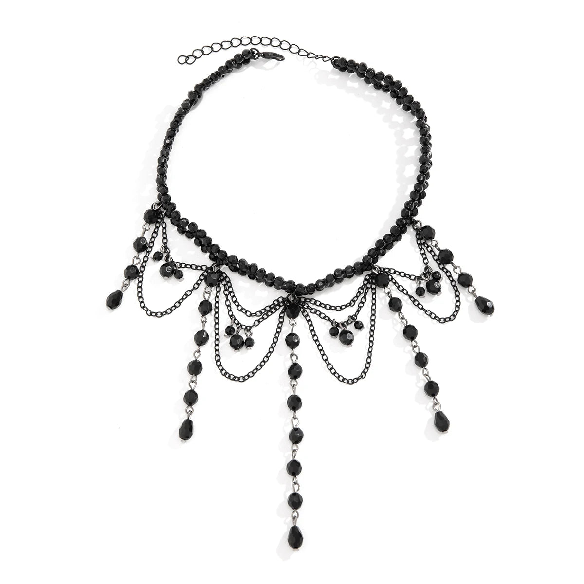 Obsidian Cascade Choker | Adorn Your Neck, Embrace the Shadows - A Gothic Universe - Necklaces
