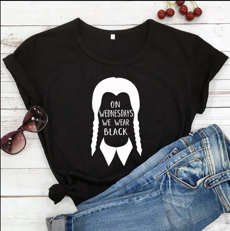 "On Wednesdays We Wear Black" Wednesday Tee - Unisex Shirt -  - Shirts