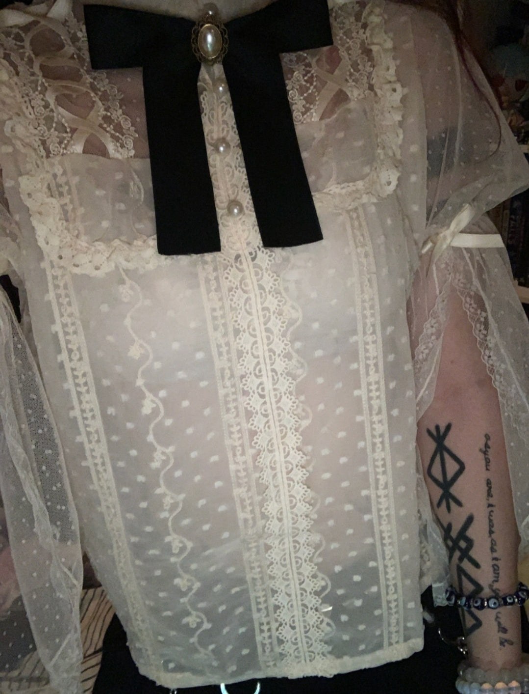 Gothic Garden Whispers Blouse | Whispers of Elegance, Echoes of Kawaii - A Gothic Universe - Tops