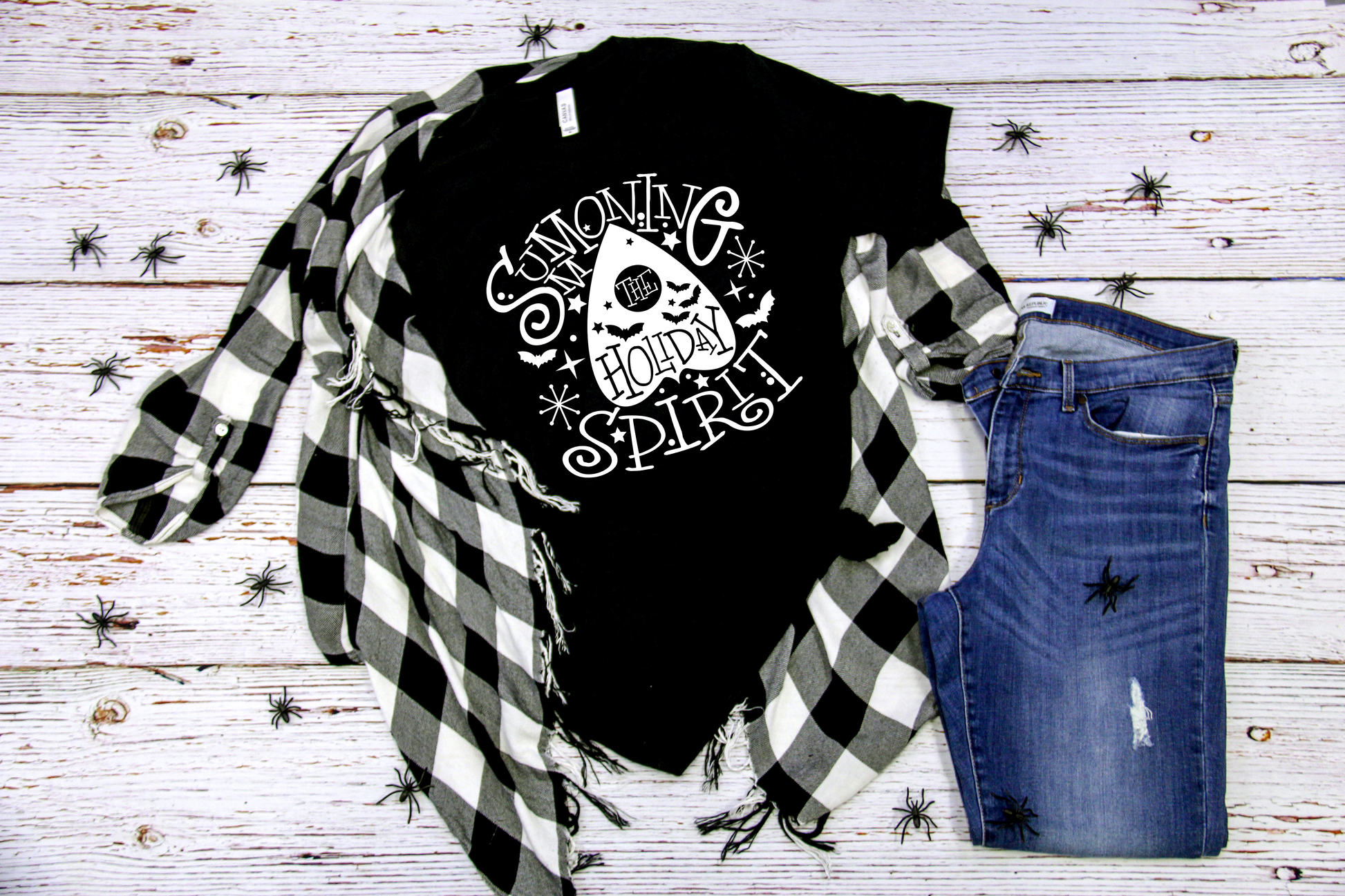 "Summoning the Holiday Spirit" Planchette Ouija Spooky Holiday Tee - Unisex Shirt -  - Shirts