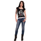 ROCK ANGEL - 2in1 White Ripped Top Black -  - Tops - Short Sleeve