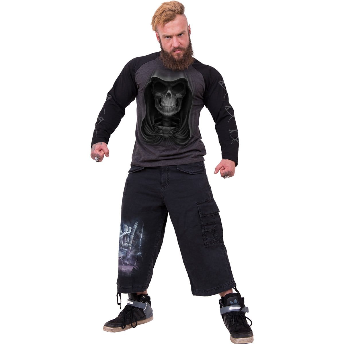 ROCK ETERNAL - Vintage Cargo Shorts 3/4 Long Black -  - Cargo Shorts