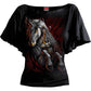 INFERNAL UNICORN - Boat Neck Bat Sleeve Top Black -  - Tops - Short Sleeve