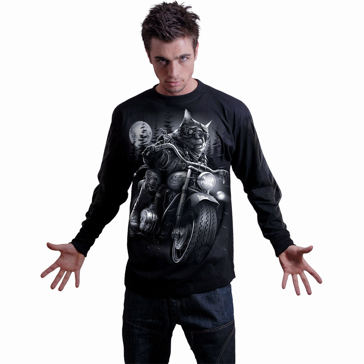 NINE LIVES - Longsleeve T-Shirt Black -  - T-Shirts - Long Sleeve