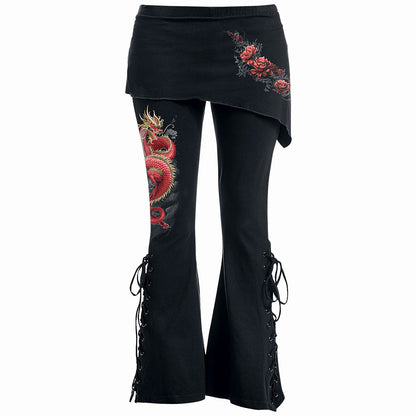 SHENLONG 2in1 Boot-Cut Leggings - Gothic Dragon Skirt Leggings - Alternative Fashion -  - Leggings