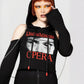 Killstar Dario Argento Opera Cold Shoulder Crop Hoodie Eyes Graphic Goth Top M
