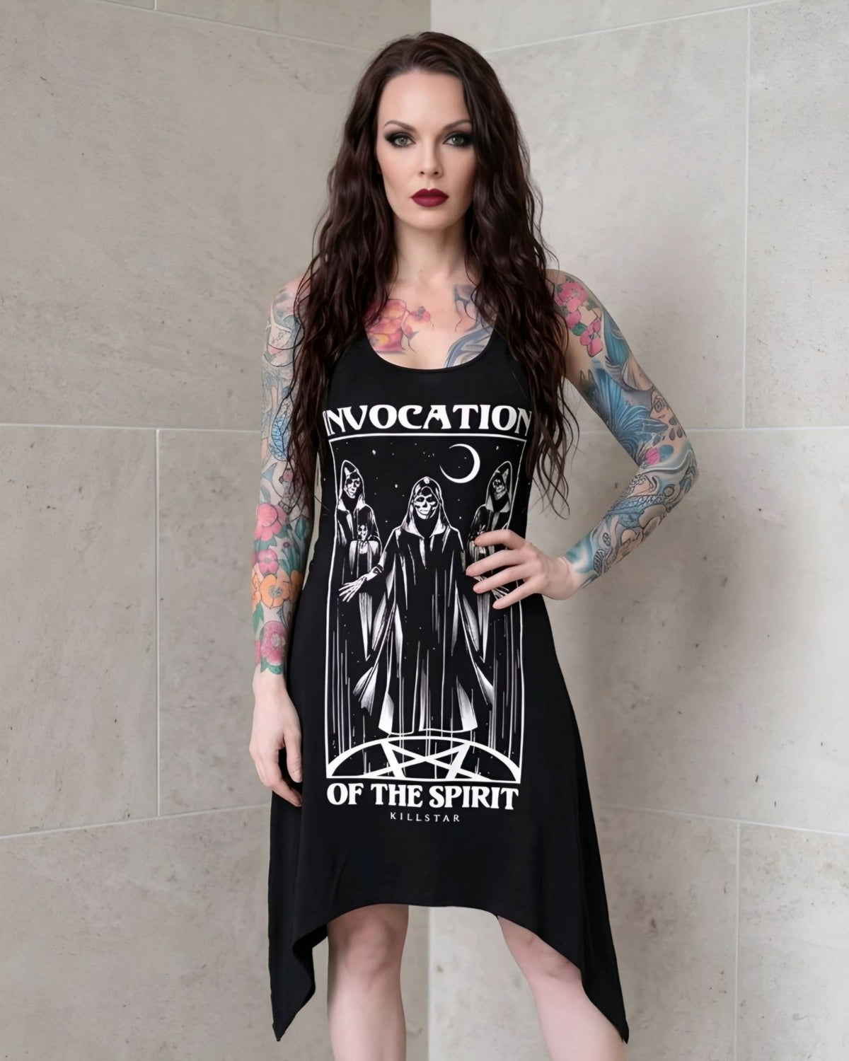 Killstar Invocation Spirit Grim Reaper Lace Up Hanky Hem Tank Tunic Dress XL