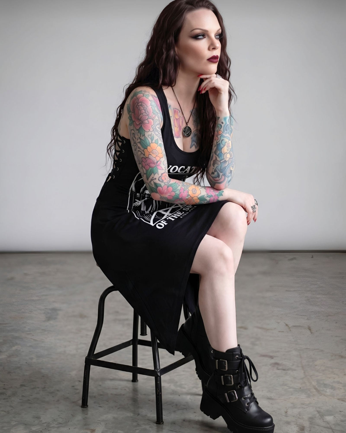 Killstar Invocation Spirit Grim Reaper Lace Up Hanky Hem Tank Tunic Dress XL