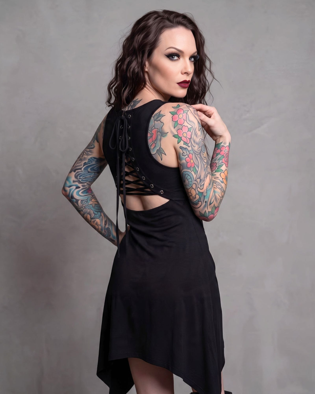 Killstar Invocation Spirit Grim Reaper Lace Up Hanky Hem Tank Tunic Dress XL