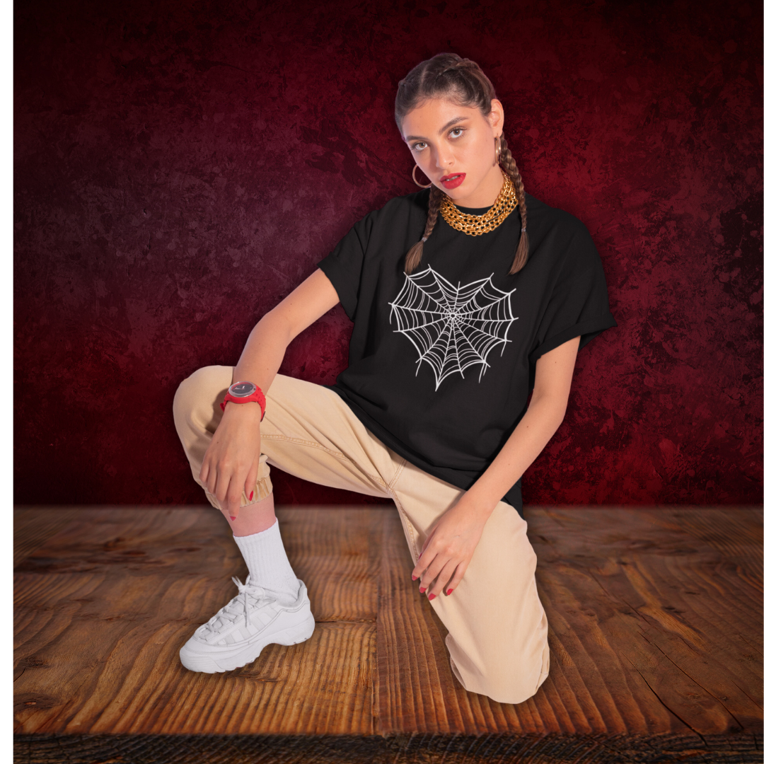 Heart Spider Web Tee - Unisex Gothic Romance Shirt