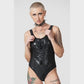 Killstar Depths of Hell Black Lace-Up Graphic One-Piece Swimsuit