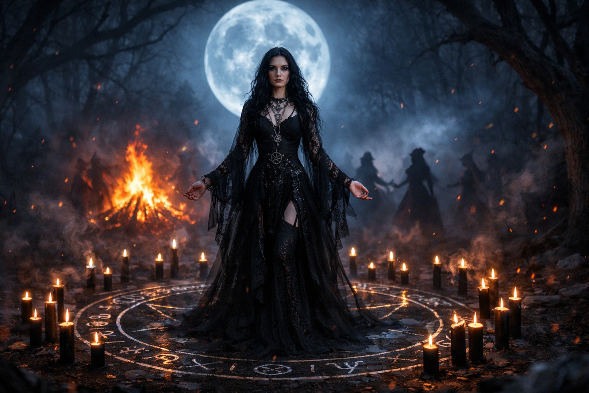 Witch in the ritual circle.