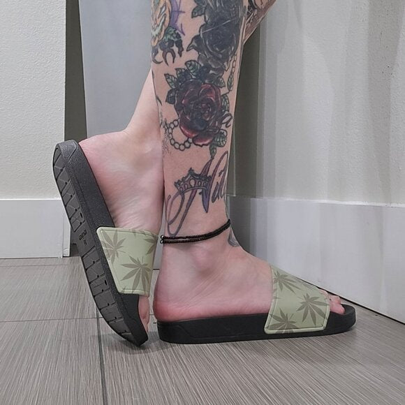 Plantlife Graphic Slides in Green with Comfort Footbed