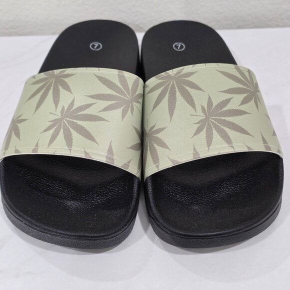 Plantlife Graphic Slides in Green with Comfort Footbed