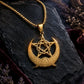 Gold Crescent Moon Pentagram Necklace Celtic Triquetra Trinity Pendant 20"