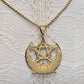 Gold Crescent Moon Pentagram Necklace Celtic Triquetra Trinity Pendant 20"