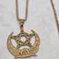 Gold Crescent Moon Pentagram Necklace Celtic Triquetra Trinity Pendant 20"