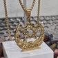 Gold Crescent Moon Pentagram Necklace Celtic Triquetra Trinity Pendant 20"