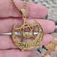 Gold Crescent Moon Pentagram Necklace Celtic Triquetra Trinity Pendant 20"