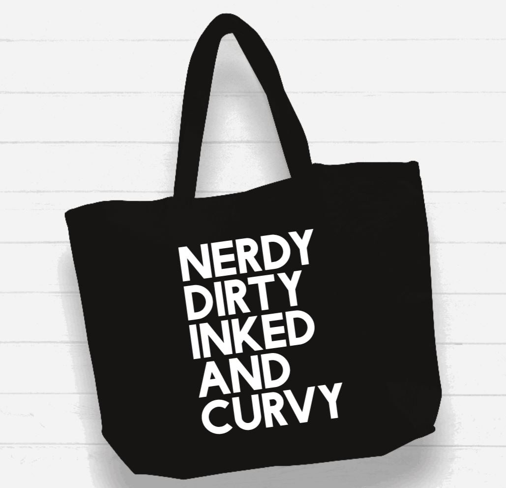 Beach Bag / XL Tote Bag - "nerdy, dirty, inked and curvy" -  - 