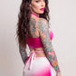 Jireh x Dolls Kill Pink White Ombre Halter Top & V-Cut Mini Skirt Set