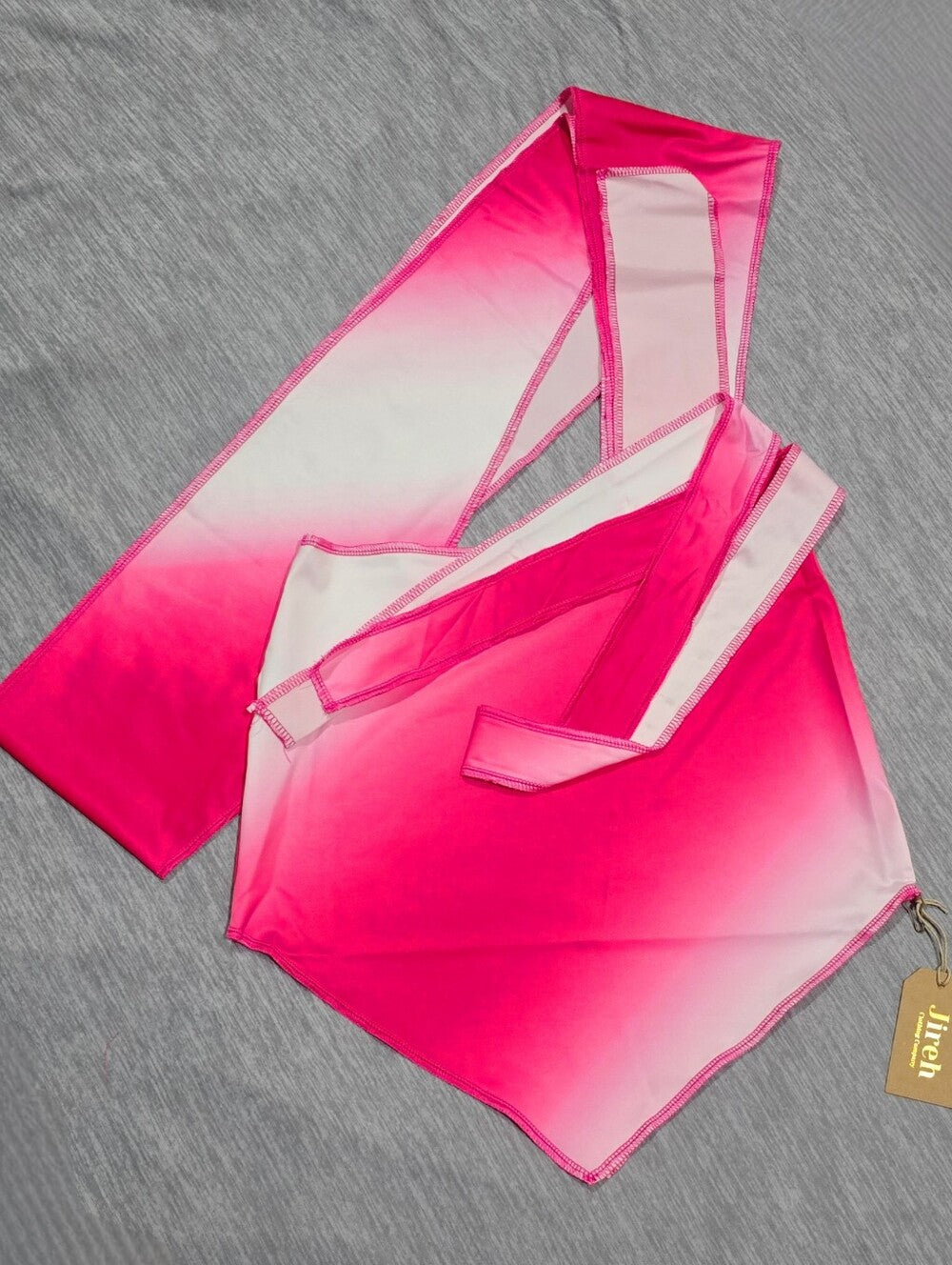 Jireh x Dolls Kill Pink White Ombre Halter Top & V-Cut Mini Skirt Set