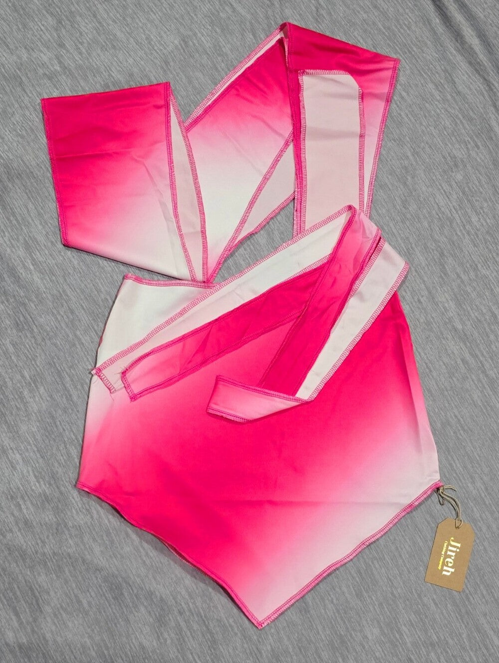Jireh x Dolls Kill Pink White Ombre Halter Top & V-Cut Mini Skirt Set