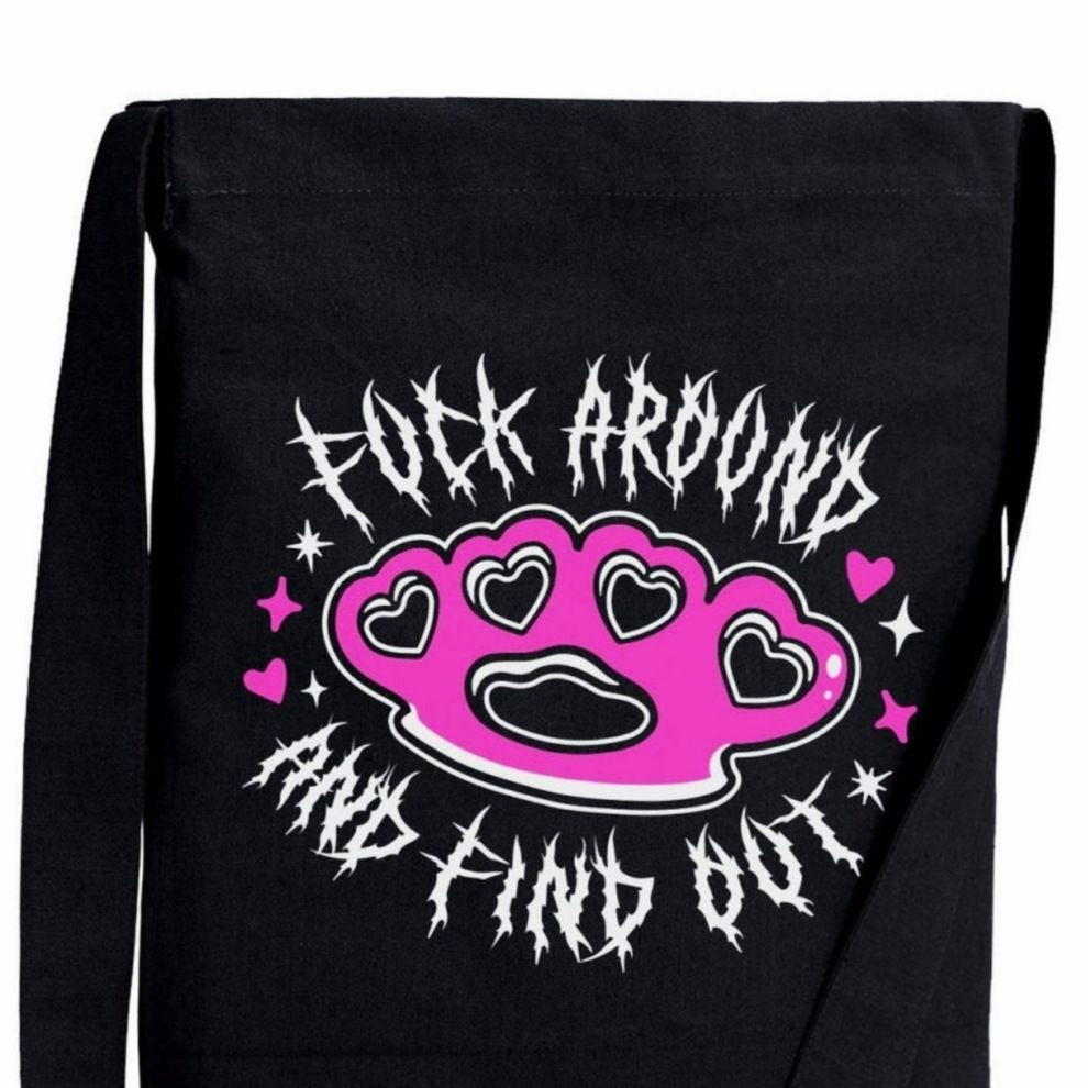 F Around And Find Out Black Sling Tote Bag