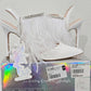 White Feather Rhinestone Pumps with Pointed Toe & 4-Inch Heel