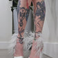 White Feather Rhinestone Pumps with Pointed Toe & 4-Inch Heel