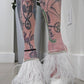 White Feather Rhinestone Pumps with Pointed Toe & 4-Inch Heel