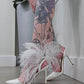 White Feather Rhinestone Pumps with Pointed Toe & 4-Inch Heel