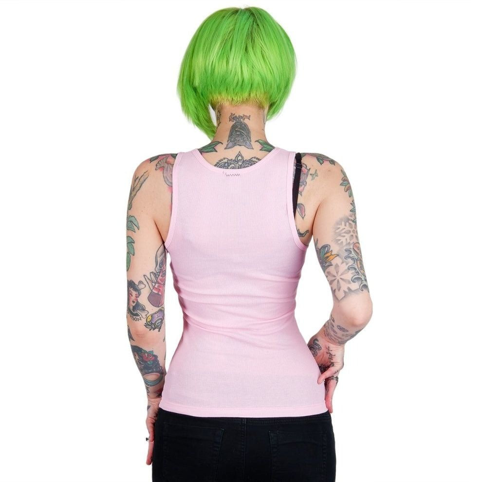 Skeleton Corset Pink Racerback Tank Top S