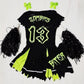 Trickz N Treatz Zombie Cheerleader Distressed Pleated Mini Skirt Set Goth XS