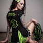 Trickz N Treatz Zombie Cheerleader Distressed Pleated Mini Skirt Set Goth XS