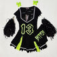 Trickz N Treatz Zombie Cheerleader Distressed Pleated Mini Skirt Set Goth XS