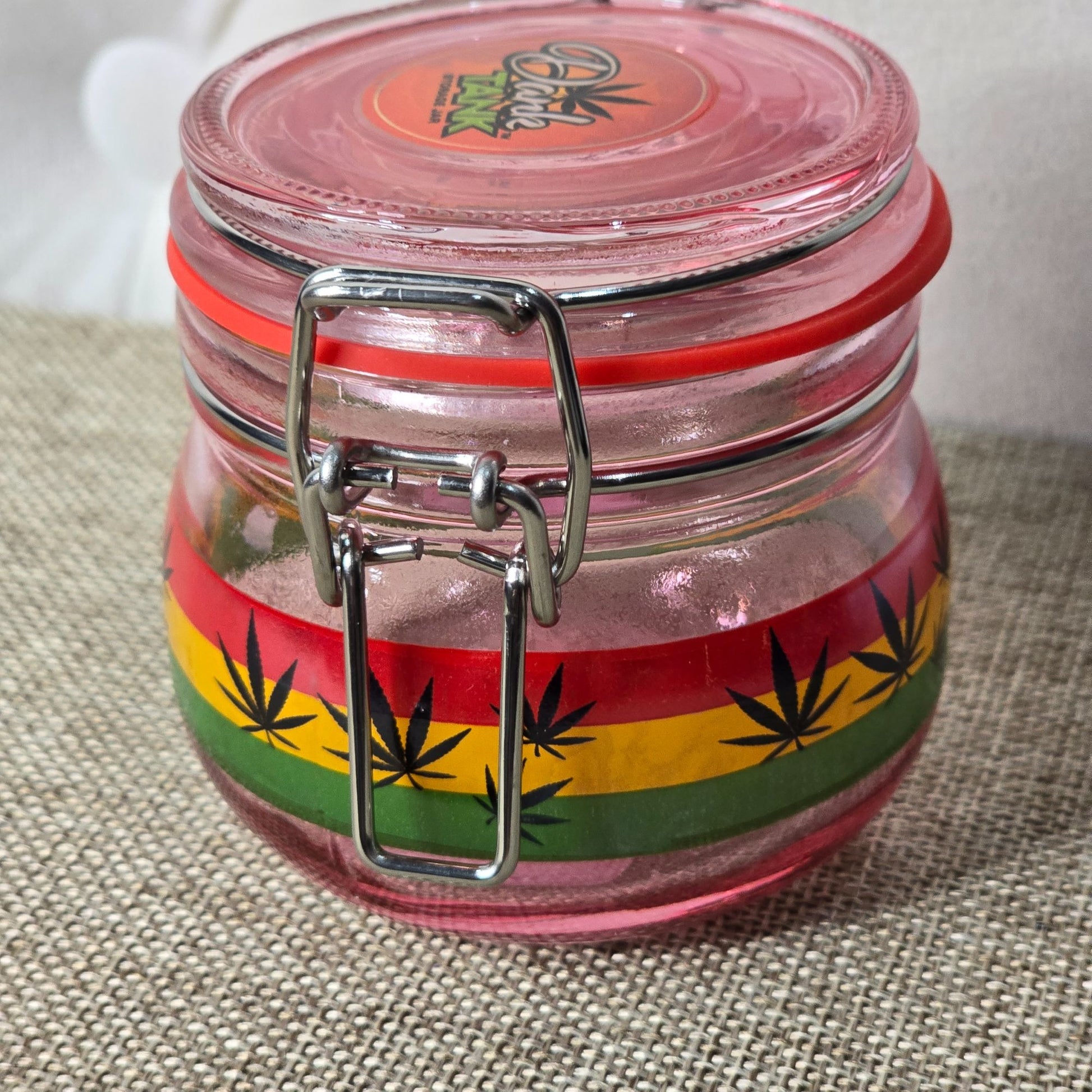 Dank Tank Storage Jar w/ Rasta Leaf Design - A Gothic Universe - Accessories