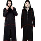 Darkside Longline Hooded Jacket Black Crimson Stitch Duster Coat L