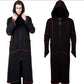 Darkside Longline Hooded Jacket Black Crimson Stitch Duster Coat L