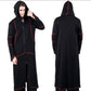 Darkside Longline Hooded Jacket Black Crimson Stitch Duster Coat L