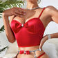 Put A Bow On It Satin Bustier Lingerie Set with Rhinestone Garters